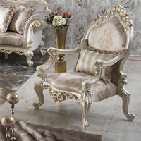 Fauteuil de salon élégant et luxueux, 100% sculpté à la main, design classique