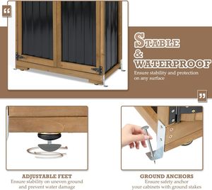 SDGS019 Outdoor Metal Storage <b>Cabinet</b> <b>Lockable</b> Waterproof Shelves Wooden Shed Vertical Tall Patio Backyard - Product Image 5