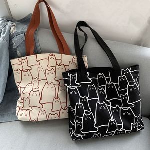 Bolso de Lona para Mujer, Moderno y Bonito, Tipo Tote, con Cierre, de Diseño, con Dibujos Animados, para Compras - Product Image 1