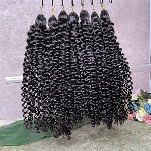 Extensions <span class=keywords><strong>de</strong></span> <span class=keywords><strong>cheveux</strong></span> humains 100% naturels bruts, pré-séparées, sans nœuds, pour tressage, avec ondulations profondes, effet plume et ligne plume, type Water Wave - Product Image 6
