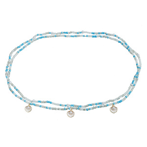 Catena da Vita per Donna con Perle Metalliche e Conchiglie a Doppio Strato, Elegante Catena Decorativa per l'Estate e la Spiaggia, Versatile, 115 cm - Product Image 5