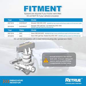 RETRUE リアエアバッグサスペンションキット 2007-2018 シボレー シルバラード 1500 GMC 1500-牽引 5000ポンド積載 レベリング 中国製 - Product Image 2