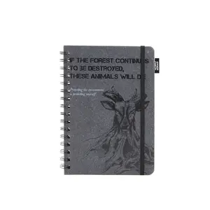 Oem Protect Animal Theme A5 Leather Notebook Paper Silk Screen Printing And Leastic Closure A5 Notebook