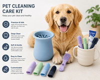 Kit de Soins et d'Entretien Personnalisé pour Animaux de Compagnie, Nettoyant Dentaire en Silicone pour Chiens et Ensemble de Lavage des Pattes, OEM ODM Marque Privée