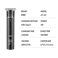 HTC AT-187 alat cukur rambut, profesional Display LCD t-blade pemotong rambut penutup Motor tanpa potongan