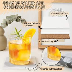 Sous-verres vierges non émaillés carreaux blancs avec 24 tampons de support en liège pour encre à alcool, peinture, coulée acrylique, bricolage, projets artistiques - Product Image 6