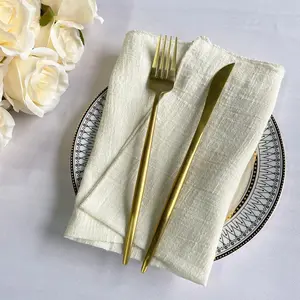 Wedding Napkin Fabric Customized Bamboo Napkins Beige Gauze Cotton Cloth Wedding Napkins