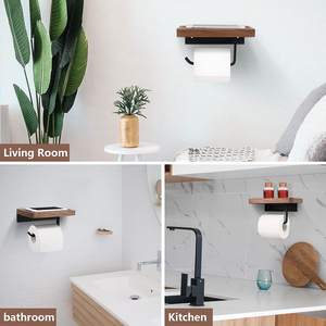 Porte-<span class=keywords><strong>papier</strong></span> <span class=keywords><strong>toilette</strong></span> en noyer avec étagère de rangement pour meuble de salle de bain <span class=keywords><strong>Distributeur</strong></span> de <span class=keywords><strong>papier</strong></span> et de rouleaux de qualité hôtelière - Product Image 4