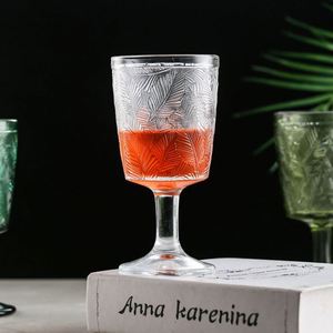 Verre à vin classique français à motif feuille en relief, avec poignée en aluminium et tige en PP, en cristal, pour fêtes à domicile et dîners de luxe (Articles de bar) USA 823 - Product Image 4