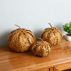 Decorative Bamboo <strong>Pumpkins</strong> for Halloween Festive Natural Bamboo <strong>Pumpkins</strong> Halloween Toys - Product Image 3
