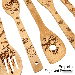 Ensemble d'ustensiles de cuisine 6 pièces Cuillères et spatules en bambou Ustensiles de cuisine pour cuisiner - Product Image 6