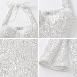 Anjie – Combinaison bustier à sequins sur mesure OEM/ODM, étiquette privée, fabricant en gros, jambe évasée, pour soirées et événements - Product Image 2