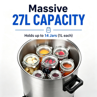 Marmite de cuisson électrique multifonctionnelle 27L en acier inoxydable 1800W à commande mécanique pour confitures, vins, usage hôtelier, camping-car et commercial