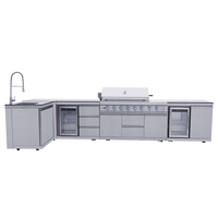 Meuble de cuisine autoportant moderne en acier inoxydable de style coréen haut de gamme 2026 pour barbecue à gaz, mobilier d'extérieur, abri de jardin, piscine