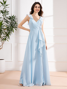 Mily nupcial ED029 <span class=keywords><strong>vestido</strong></span> <span class=keywords><strong>de</strong></span> ropa <span class=keywords><strong>azul</strong></span> <span class=keywords><strong>cielo</strong></span> <span class=keywords><strong>de</strong></span> alta calidad con abertura lateral personalizado una línea plisada <span class=keywords><strong>vestido</strong></span> <span class=keywords><strong>de</strong></span> <span class=keywords><strong>dama</strong></span> <span class=keywords><strong>de</strong></span> <span class=keywords><strong>honor</strong></span> - Product Image 2