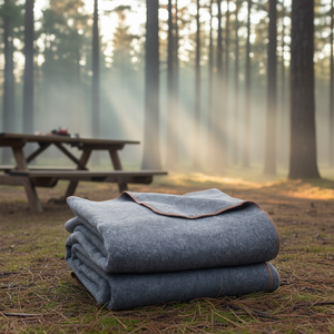 Manta de lana gris claro para acampar, 64 x 88 pulgadas, cálida y aislante, para senderismo, viajes y uso al aire libre - Product Image 2