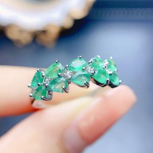 Verlobung 925 Sterling Silber Edelstein Hochzeits schmuck Lady Luxus 3*4mm Birnen schliff Diamant Natur Smaragd Stein Ewigkeit <span class=keywords><strong>Ring</strong></span> - Product Image 3