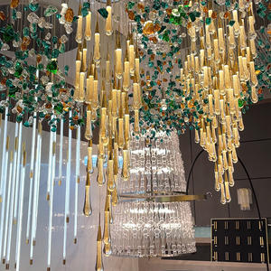 웨딩 소품 유리 물방울 펜던트 조명 크리스탈 빗방울 샹들리에 휴일 웨딩 장식 LED 천장 조명 - Product Image 3