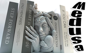 3D Printed Modern Medusa Style Resin Sculpture <b>Bookend</b> with Human Face and Snake Design for Birthday Home Study Desktop Ornament - Product Image 2