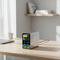 Chargeur multifonction 6 ports USB GAN PD rapide avec affichage numérique intelligent 160W, station de charge de bureau GAN avec 140W PD3.1/ 100W PD3.0