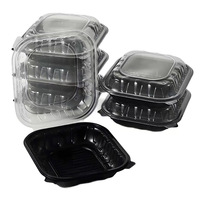 LOKYO Großhandel Wiederverwendbare Stapelbare Schwarze Meal-Prep-Behälter Mikrowellengeeignete To-Go Lebensmittelaufbewahrung Bento-Box mit Transparenten Deckeln