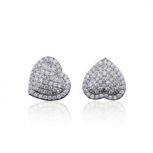 Pendientes de Diamantes con Corte Corazón en Oro Blanco, Color D, Naturales, Certificados por GIA, Estilo Romántico para Boda - Product Image 1