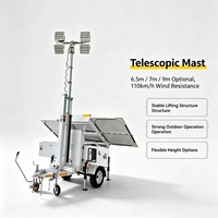 Tour d'éclairage solaire mobile à 3 panneaux en silicium monocristallin, contrôleur de charge intelligent MPPT 40A, batterie 450AH/600AH, 3x380W