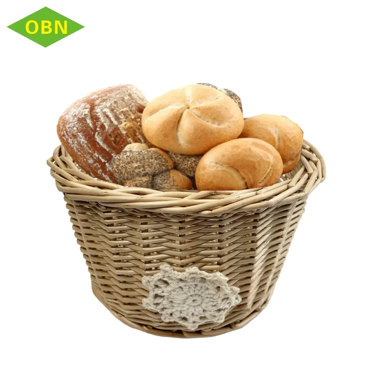 High quality customized decorative mini round natural bread gift storage organizer wicker food baskets supplies