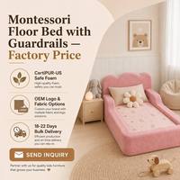 Lit Montessori au sol avec barrières de sécurité, cadre de lit en bouclette, vente en gros, fabrication OEM, approvisionnement en vrac, personnalisable