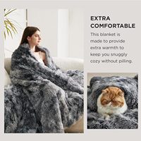Couverture en fausse fourrure super douce grise confortable, moelleuse et peluche Sherpa tie-dye couverture à poils longs pour canapé-lit canapé hiver
