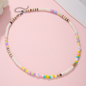 Boho Chic in acciaio inox fatto a mano con clavicola di perline collana da donna in spiaggia stile vento colorato riso farfalla festa - Product Image 3