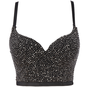 Camiseta sin mangas con diamantes de imitación para <span class=keywords><strong>mujer</strong></span>, <span class=keywords><strong>chaleco</strong></span> Sexy para actuaciones de baile, discoteca, Festival de Música, 1776 - Product Image 2