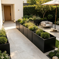 Bac à plantes carré en acier corten épaissi, moderne, pour jardin extérieur, haute résistance et indéformable, capacité 72L