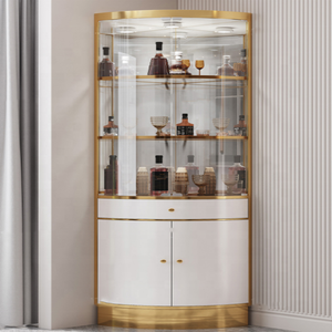 Porte-<span class=keywords><strong>vin</strong></span> en acier inoxydable, couleur or/noir/<span class=keywords><strong>blanc</strong></span>, présentoir personnalisé, buffet, armoire, ouverture en verre - Product Image 1