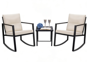 Set di Sedie a Dondolo Moderne <span class=keywords><strong>da</strong></span> Esterno con Telaio in Metallo Resistente per Terrazze, Balconi e Giardini - Product Image 4