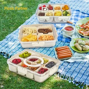 Boîte de rangement transparente à compartiments avec couvercle, poignée et fermoir à pression pour fruits, légumes, collations, boîte de rangement de cuisine - Product Image 2
