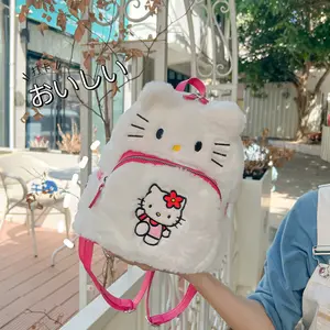 حقيبة ظهر مدرسية خفيفة من القطيفة عليها رسوم كرتونية حقيبة أطفال من القطيفة بأشكال حيوانات لطيفة ناعمة حقيبة ظهر للأطفال