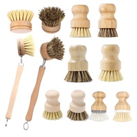 Brosse à vaisselle en bois, bambou, sisal, fibre de coco, à manche court, pour le nettoyage de la cuisine, brosse à vaisselle en bambou, éponge à récurer les casseroles domestiques