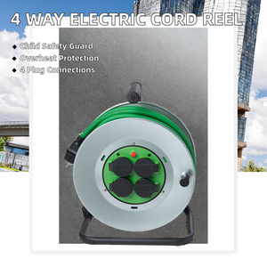 Enrouleur de câble <span class=keywords><strong>électrique</strong></span> 4 voies, tambour en métal, support en fer, norme européenne pour les appareils électroménagers, rallonges <span class=keywords><strong>électrique</strong></span>s allemandes - Product Image 2