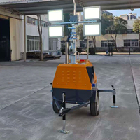 Tour d'éclairage mobile d'usine à LED 7m, levage manuel, générateur diesel, alimentation CC, lumière blanche avec indice IP66, angle de faisceau 360°