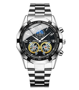Reloj Deportivo de Negocios para Hombre de Alta Calidad, Chapado en Oro, Correa de Acero, Cronógrafo, Taquímetro, Función de Fecha, Manecillas Luminosas, Reloj de Cuarzo - Product Image 3