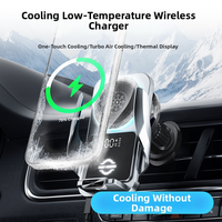 Chargeur de voiture sans fil 15W |   Refroidissement semi-conducteur à serrage automatique |   Affichage de la température de la lumière RGB |   Support de téléphone à charge rapide S7