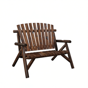 Panca da Giardino in Legno di Abete Massiccio, Design in Legno Bruciato, Arredo Esterno Durevole a 2 Posti in Stile Antico - Product Image 1