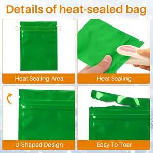 En stock: Bolsa de plástico pequeña con cierre hermético de aluminio holográfico negro, metálica, a prueba de olores, con sellado de 3 lados y cierre ziplock. - Product Image 4