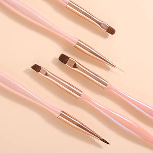 Ensemble de pinceaux à ongles en forme de queue de poisson rose irisé portable pour la peinture au gel, gel UV, manucure en salon - Product Image 3