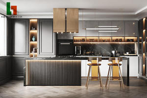 Elegante Juego de Muebles de Cocina de Madera con Horno Empotrado, Estante de Almacenamiento Abierto, Diseño Elegante para Cocina - Product Image 3