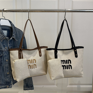 2026 New Style High Quality Single Handle Bucket <b>Bag</b> Trendy Straw Tote Handbag <b>Zip</b> Wholesale High-Value Fashion Shoulder <b>Bag</b> - Product Image 1