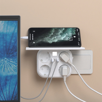 Lampu Malam LED Cerdas, Pelindung Lonjakan Listrik USB Outlet Dinding Gaya Eropa, Soket Daya Ekstensi 4 Outlet AC