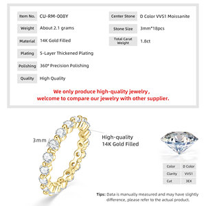 Anillo de Eternidad de Moissanita de Lujo con Relleno de Oro de 14K al por Mayor, Anillo Romántico para Boda y Uso Diario, Anillo Apilable para Mujer, Regalo - Product Image 3