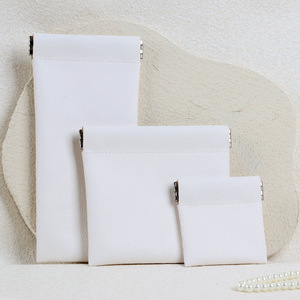 Microfiber Leather Snap Spring Pouch Small <b>Jewelry</b> Storage Bag Custom Logo Gift Earring Necklace <b>Packaging</b> Pouch Bag - Product Image 5